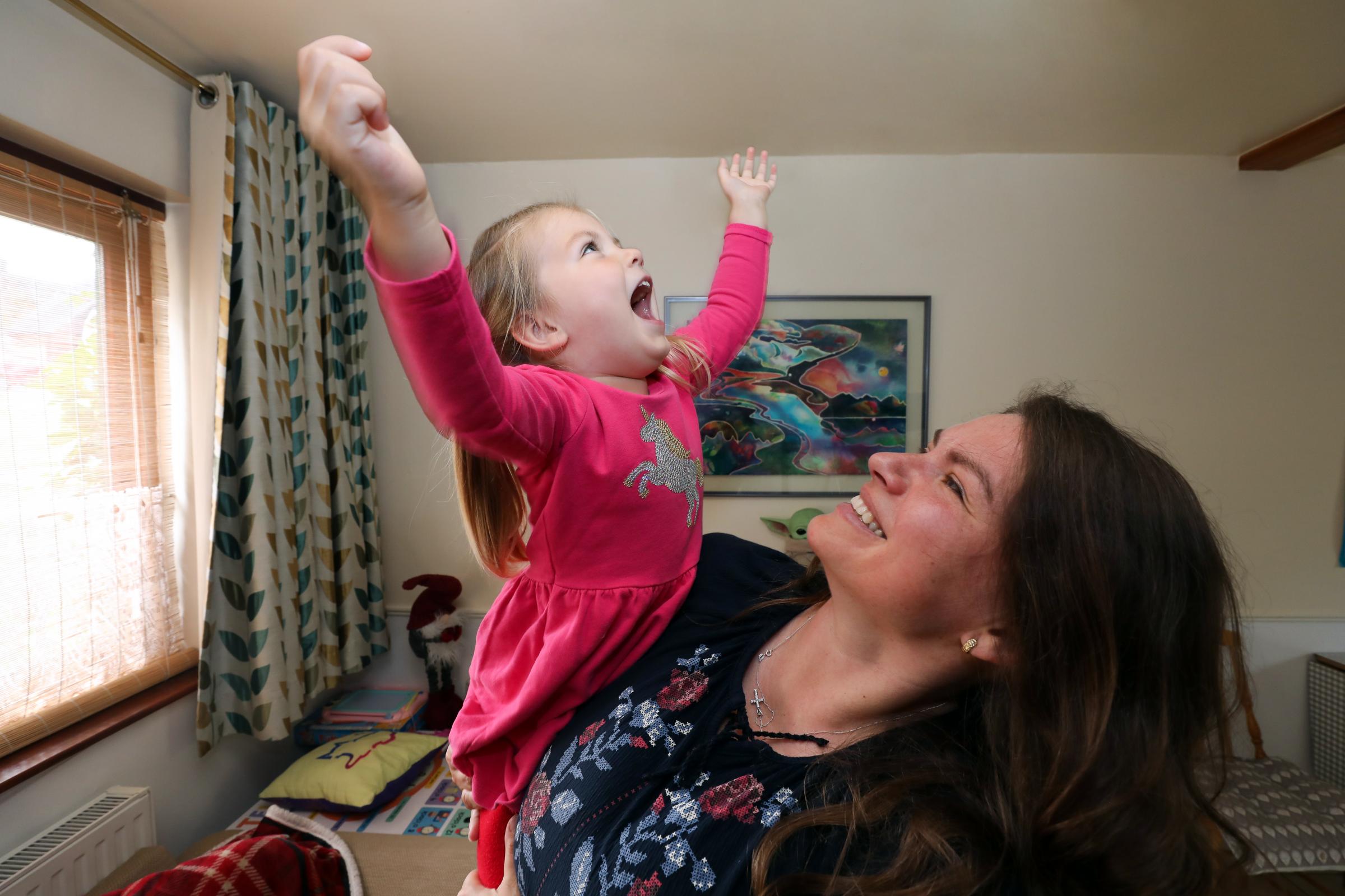 Olena Korniienko with her three-year-old daughter, Maria.