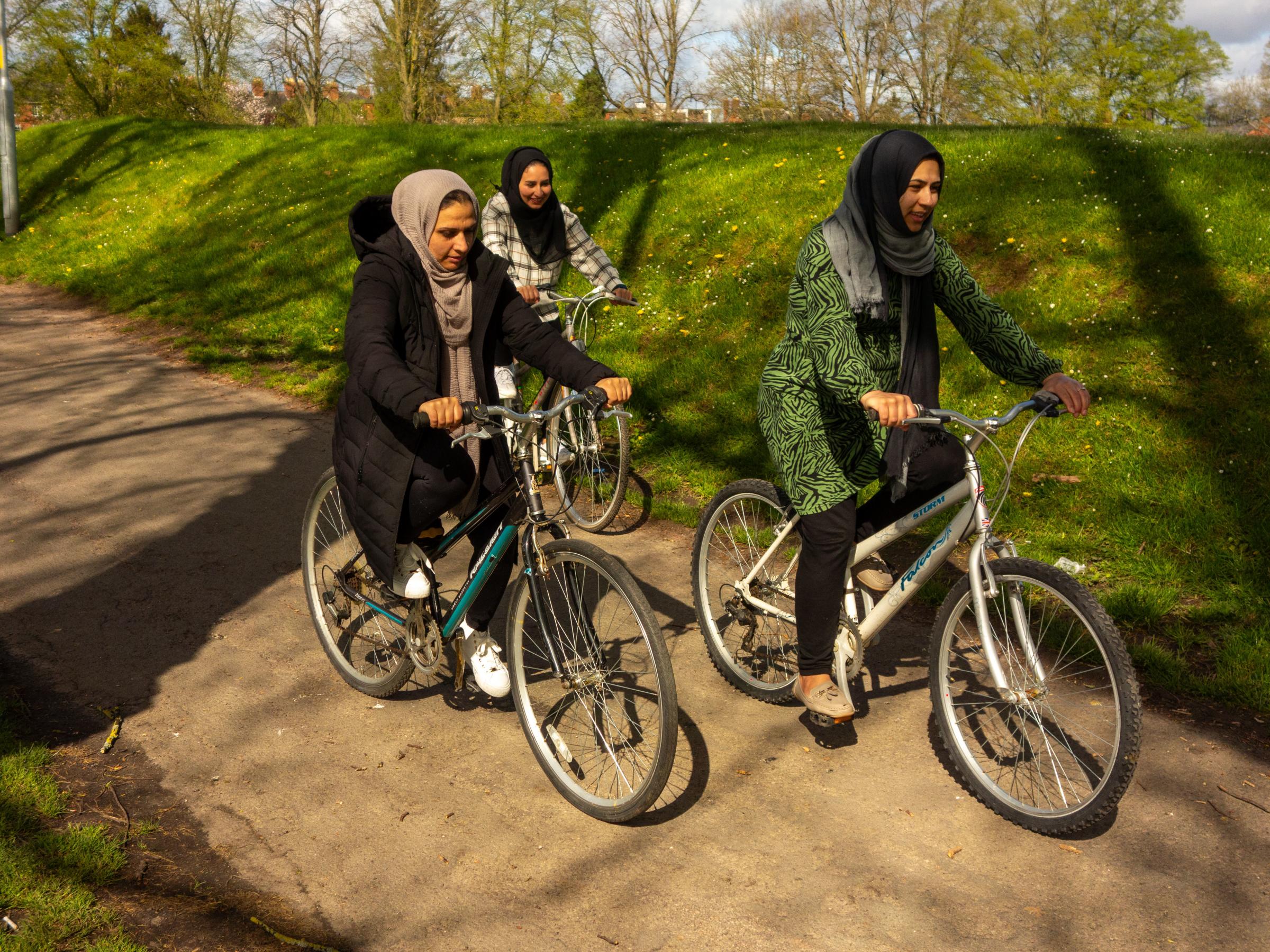 Afghan women in Hereford are provided with bicycles by the City of Sanctuary charity.